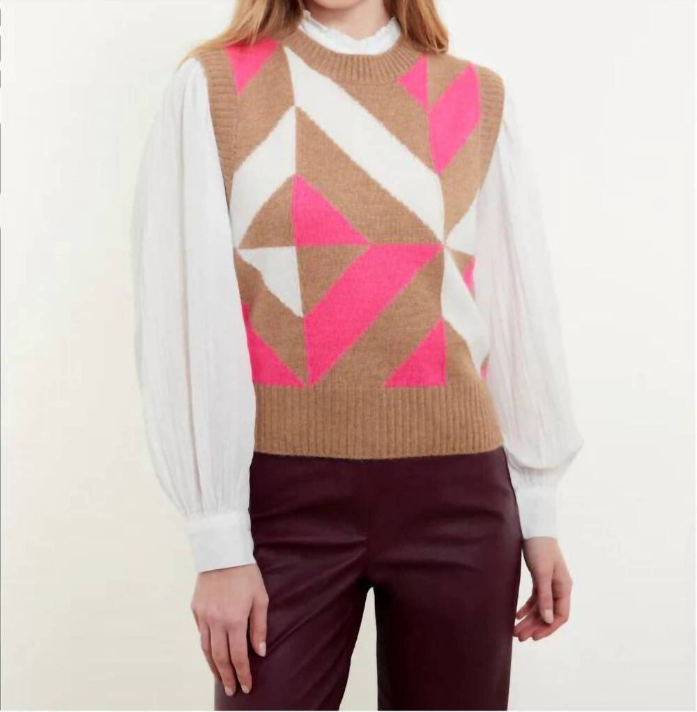 NEW KINROSS lucia geo vest in almond multi